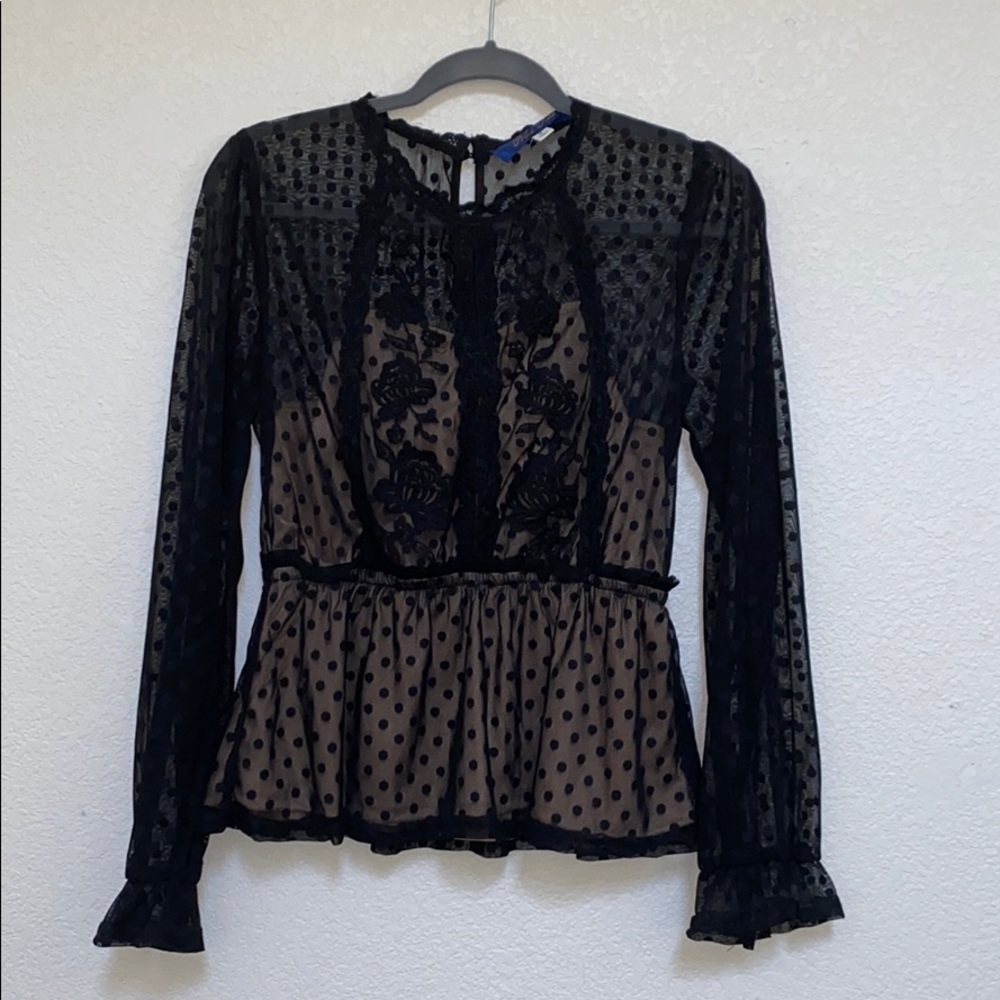 Black see through blouse w/ lining